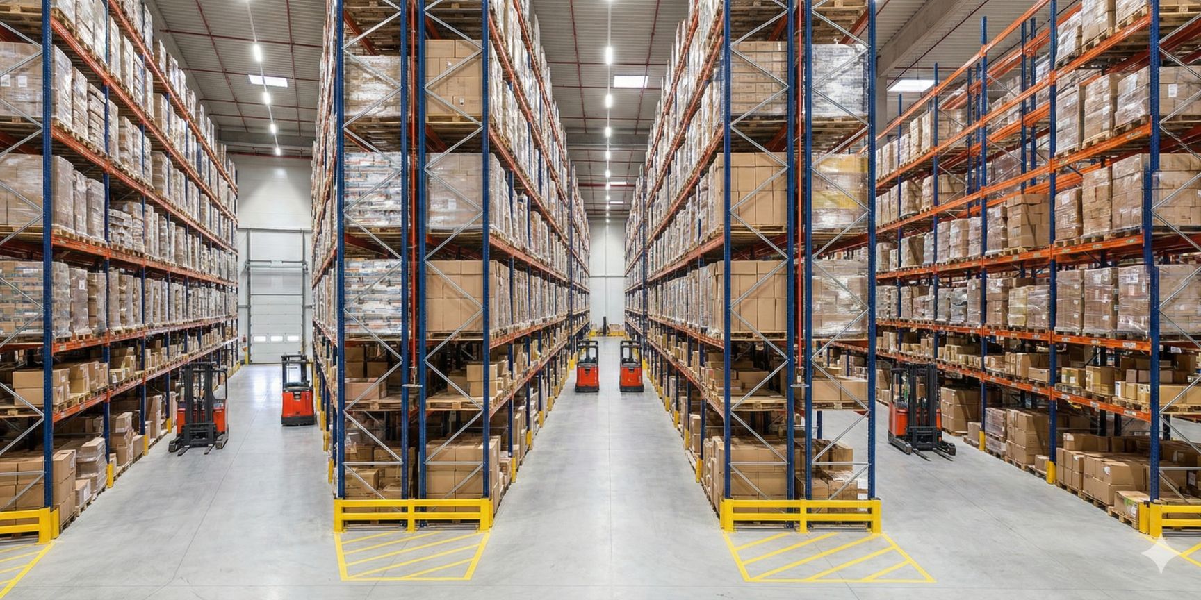 A warehouse worker in a high-visibility vest picks a single item for a sales order in a well-lit warehouse aisle. He uses a handheld scanner and a picking trolley for a carton, which illustrates the single-order picking process.